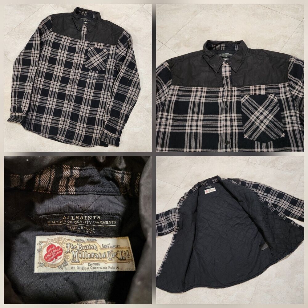 All Saints British Millerain Mens S Small Quilted Lined Dearborn Flannel Shirt
